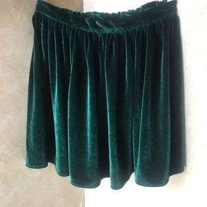 American apparel green velvet mini skirt